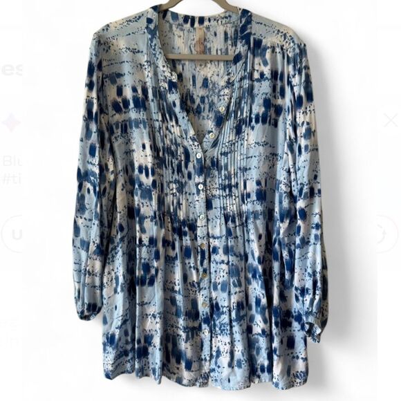 Melissa McCarthy Tops - Melissa McCarthy Seven7 Women’s Tunic Top Sz 1X Pintuck Artsy Cottagecore Boho